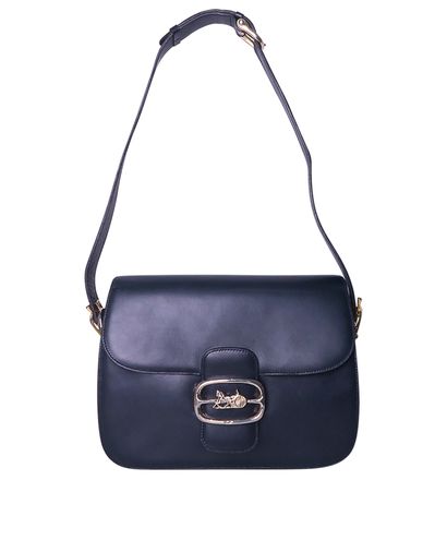 Vintage Caleche Shoulder Bag, &pound;210, Handbags, Black, Leather, Front view